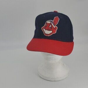 Kids Vintage 90s New Era Diamond Cleveland Baseball Cap Hat Sz 7